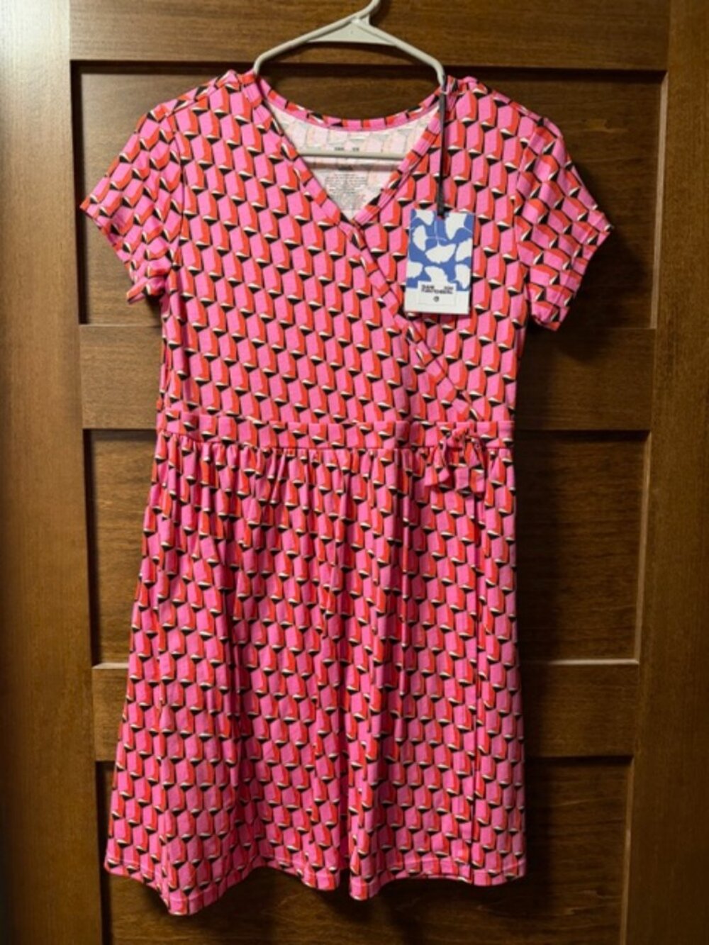 NWT DVF Diane von Furstenberg x Target Girls Wrap Dress Sz XL 14 Pink Geometric